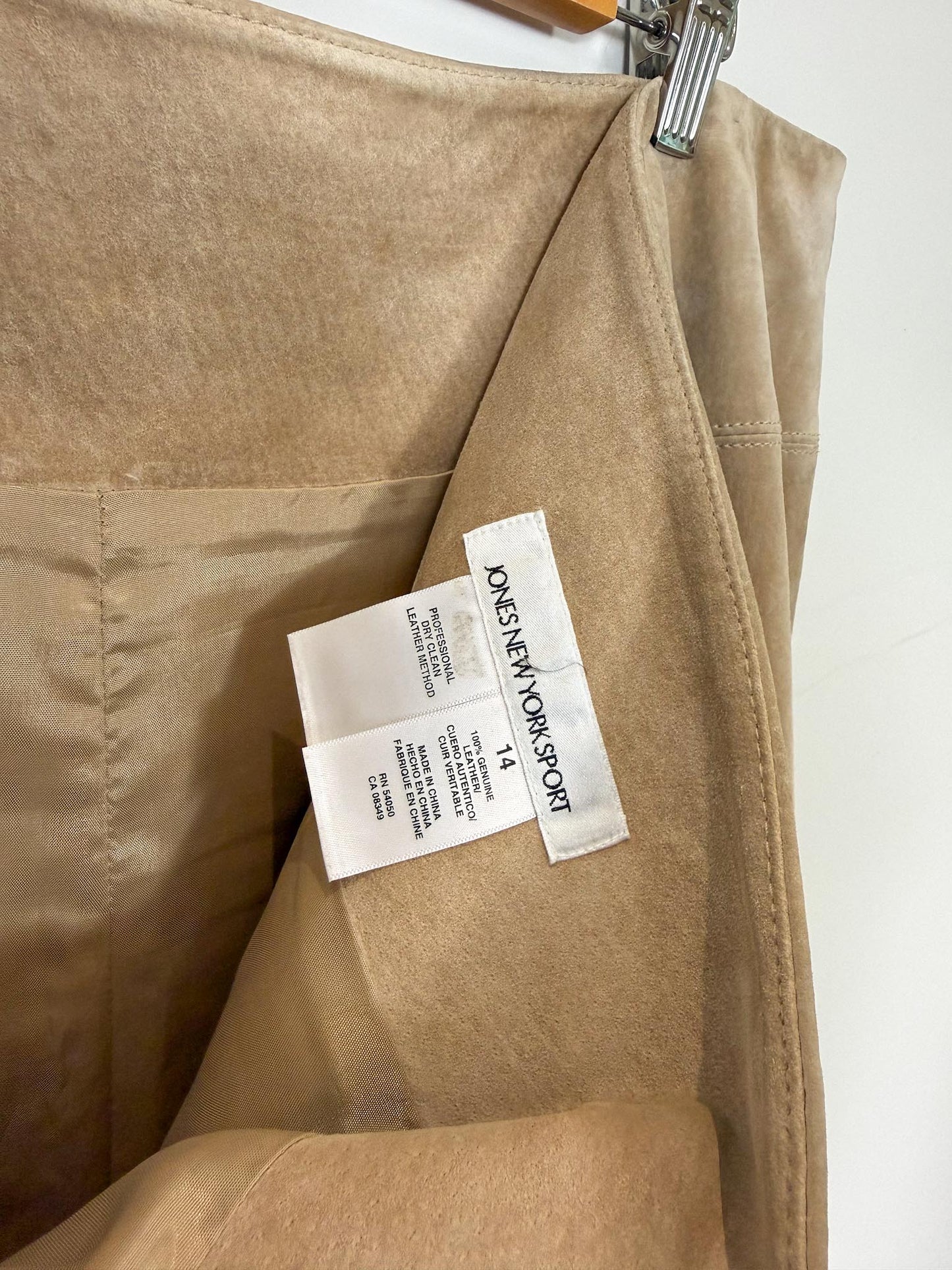Vintage Leather Midi Skirt in Beige SOLD AS IS (Size XL)