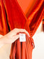 BALTIC BORN "Meghan Velvet Wrap Maxi Dress" in Rust (Size L)