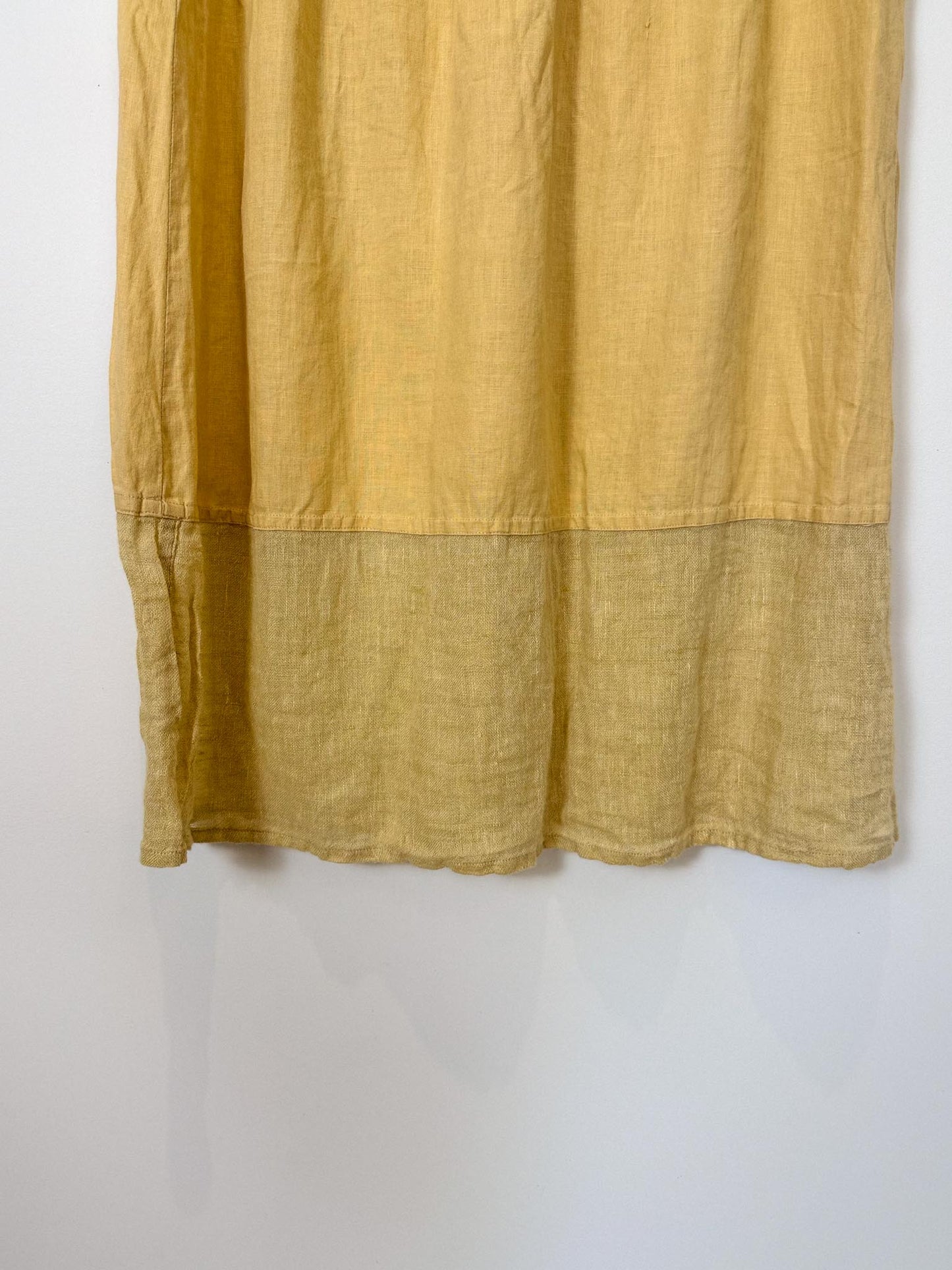 FLAX Linen Midi Skirt in Butter Yellow (Size L)