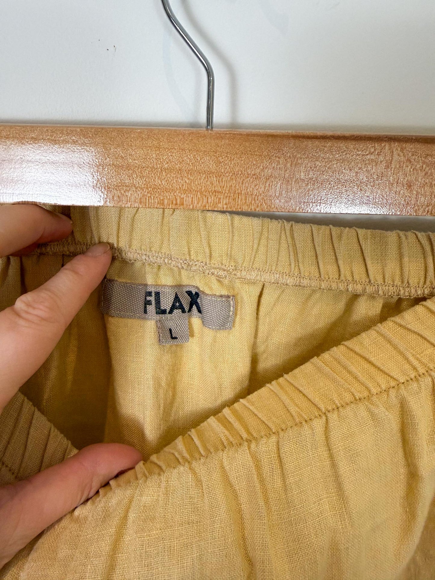 FLAX Linen Midi Skirt in Butter Yellow (Size L)