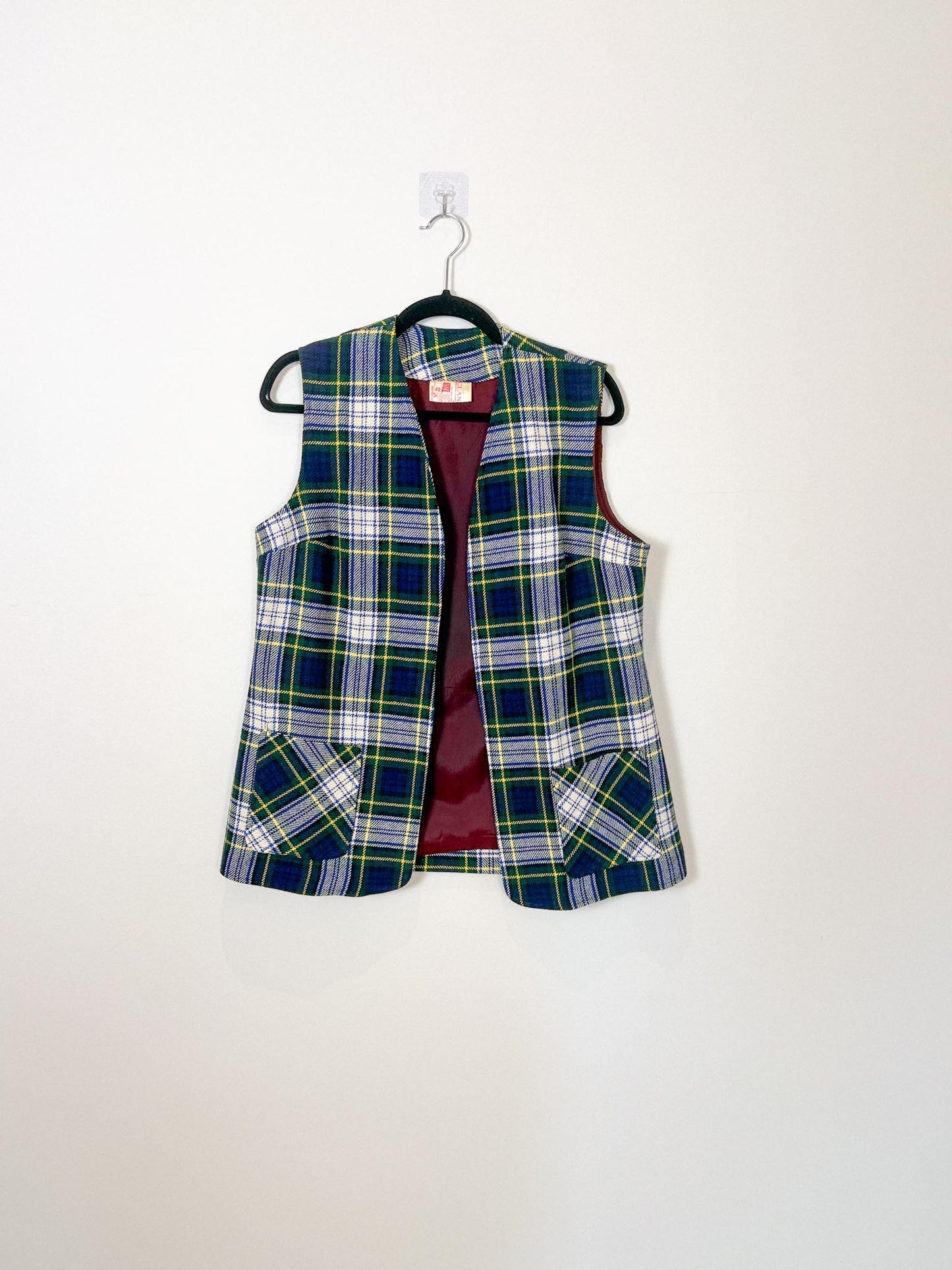 Vintage Plaid Wool Vest (Size M/L)