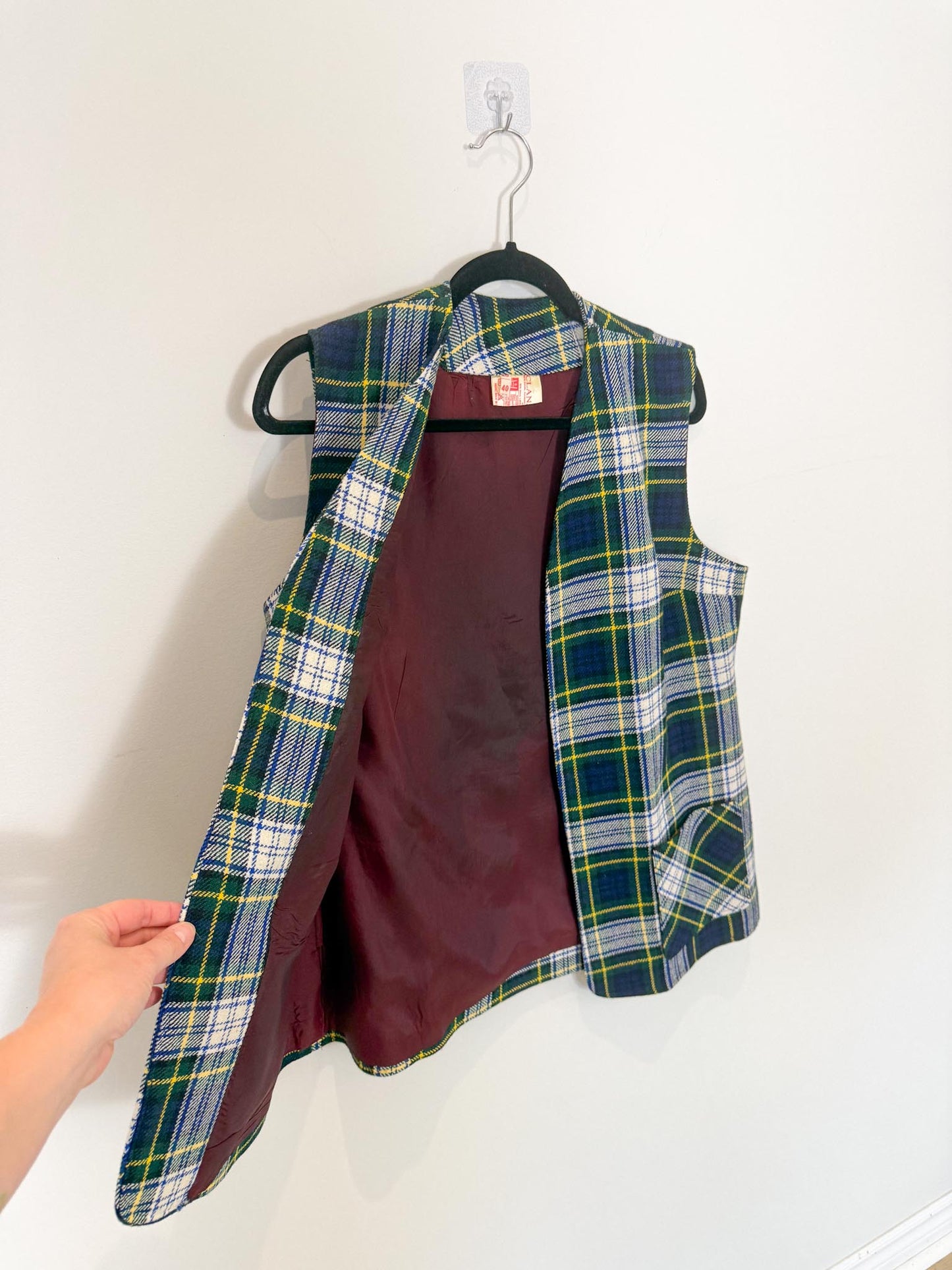 Vintage Plaid Wool Vest (Size M/L)