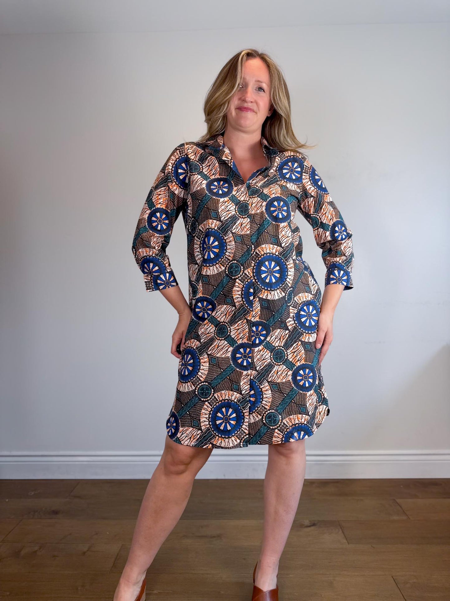 Weekend Max Mara Printed Shirt Dress (Size L)
