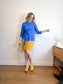 COS Wrap Style 3/4 Sleeve Blouse in Royal Blue (Size 8)