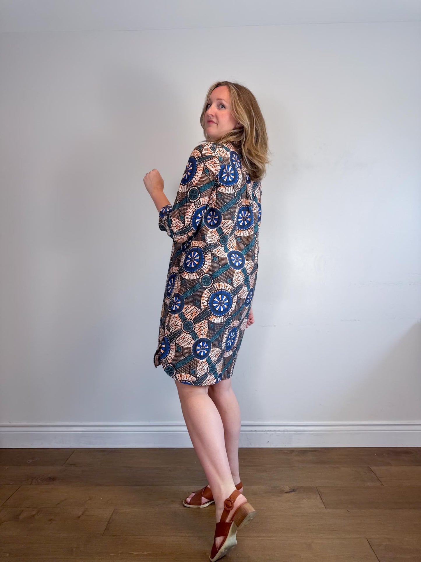 Weekend Max Mara Printed Shirt Dress (Size L)