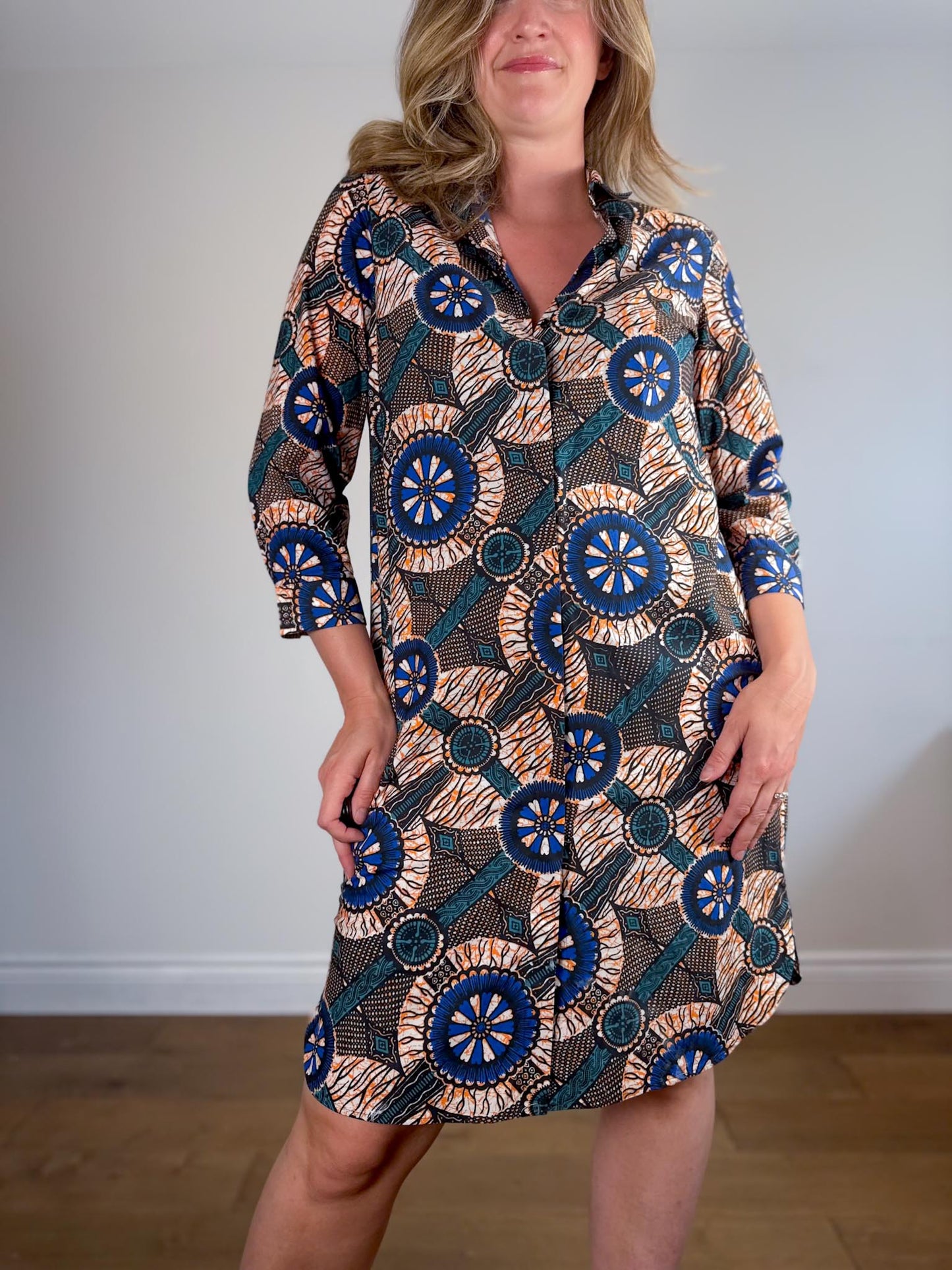 Weekend Max Mara Printed Shirt Dress (Size L)