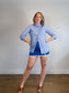 Weekend Max Mara Linen Embellished Blouse in Blue (Size M/L)