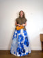 Carolina Herrera Designer "Maxi A-Line Women's Silk/Cotton Skirt in Blue/White Tie Dye" NWT (Size 12)