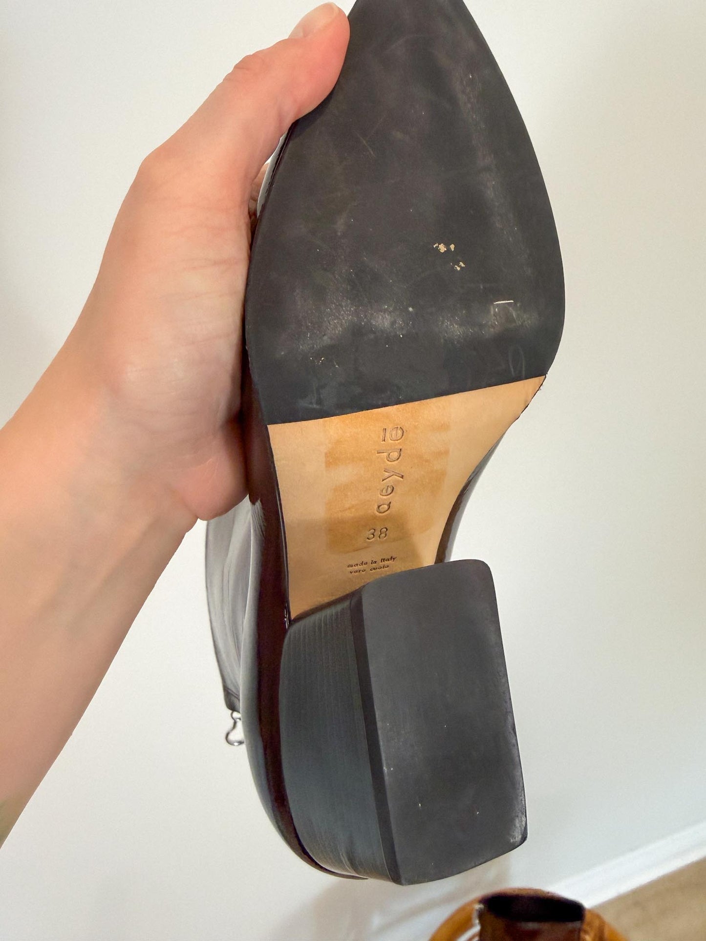 Aeyde Patent Leather Ankle Boots in Burgundy (Size 7)