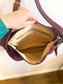 Vintage Roots Leather Crossbody Bag in Burgundy with Saddle Stitch
