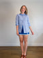 Weekend Max Mara Linen Embellished Blouse in Blue (Size M/L)