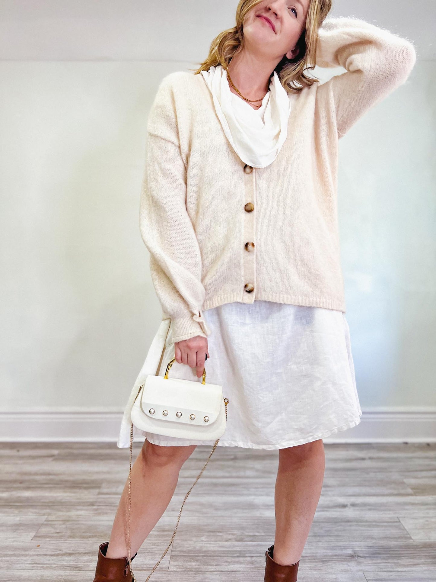 Sezane "Mia Cardigan in Natural" (Size M/L)