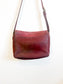 Vintage Roots Leather Crossbody Bag in Burgundy with Saddle Stitch