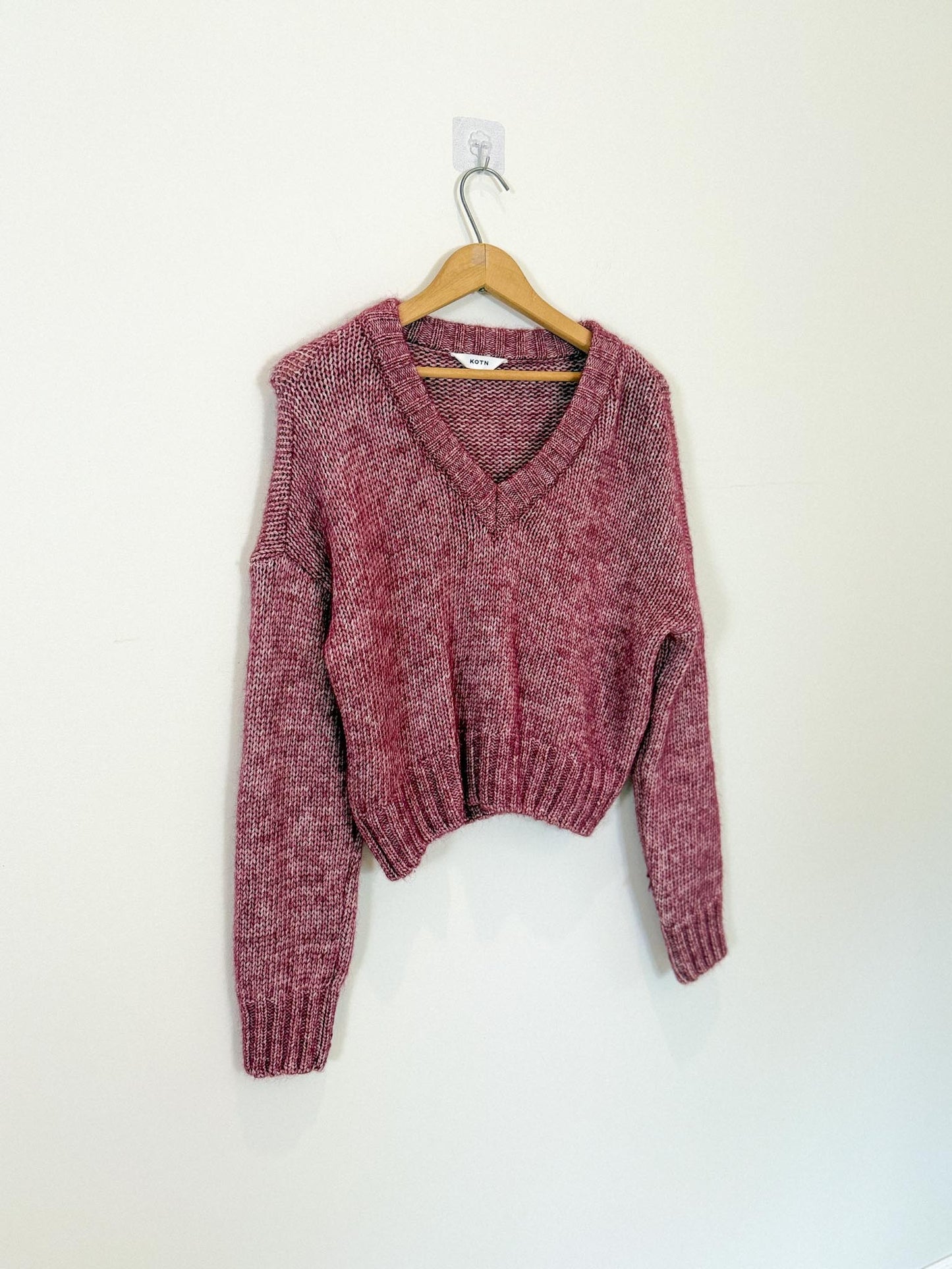 KOTN Sustainable Alpaca & Merino Wool Sweater in Burgundy (Size S/M)