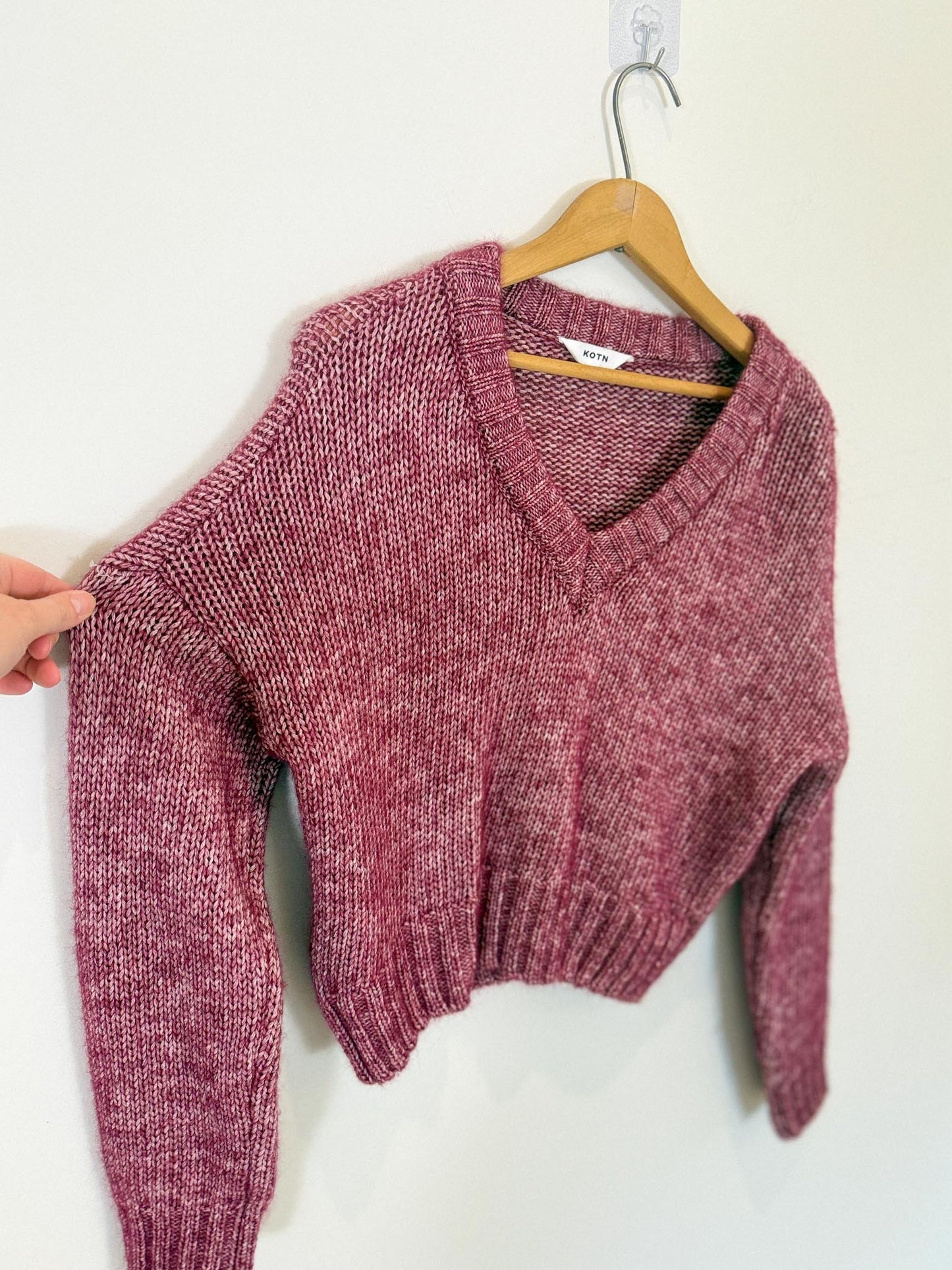 KOTN Sustainable Alpaca & Merino Wool Sweater in Burgundy (Size S/M)