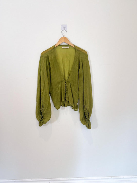 Savannah Morrow The Label "Vea Blouse in Green" (Size S/M)