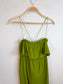 Banana Republic Spaghetti Strap Ruffled Dress in Green (Size L)