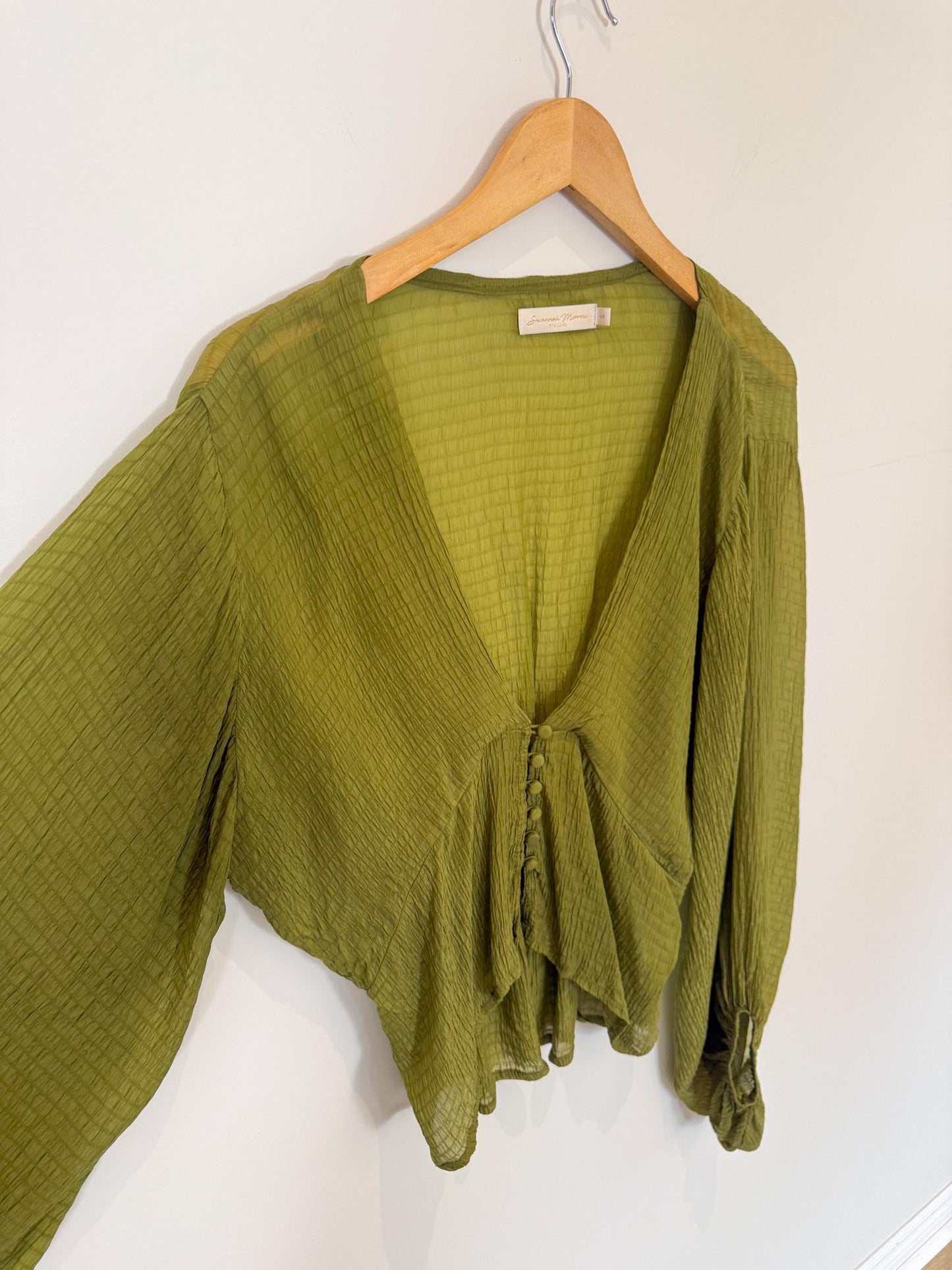 Savannah Morrow The Label "Vea Blouse in Green" (Size S/M)