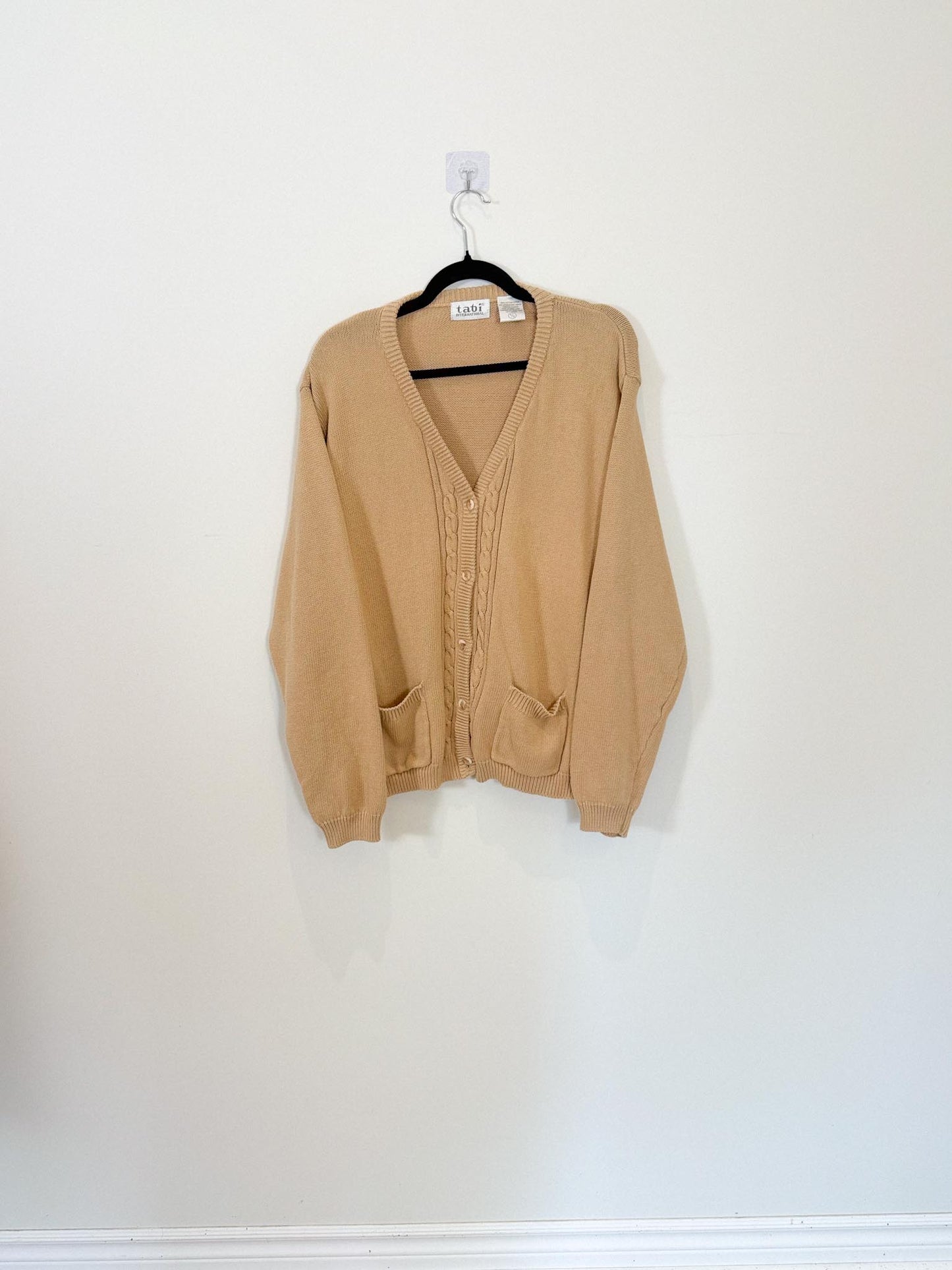 Vintage Cotton Cardigan in Beige (Size XL)