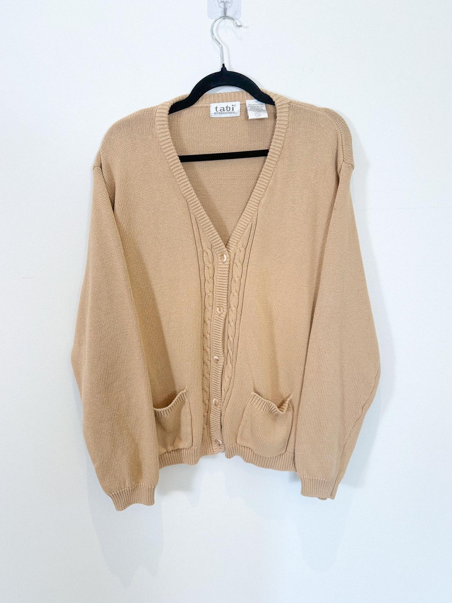 Vintage Cotton Cardigan in Beige (Size XL)