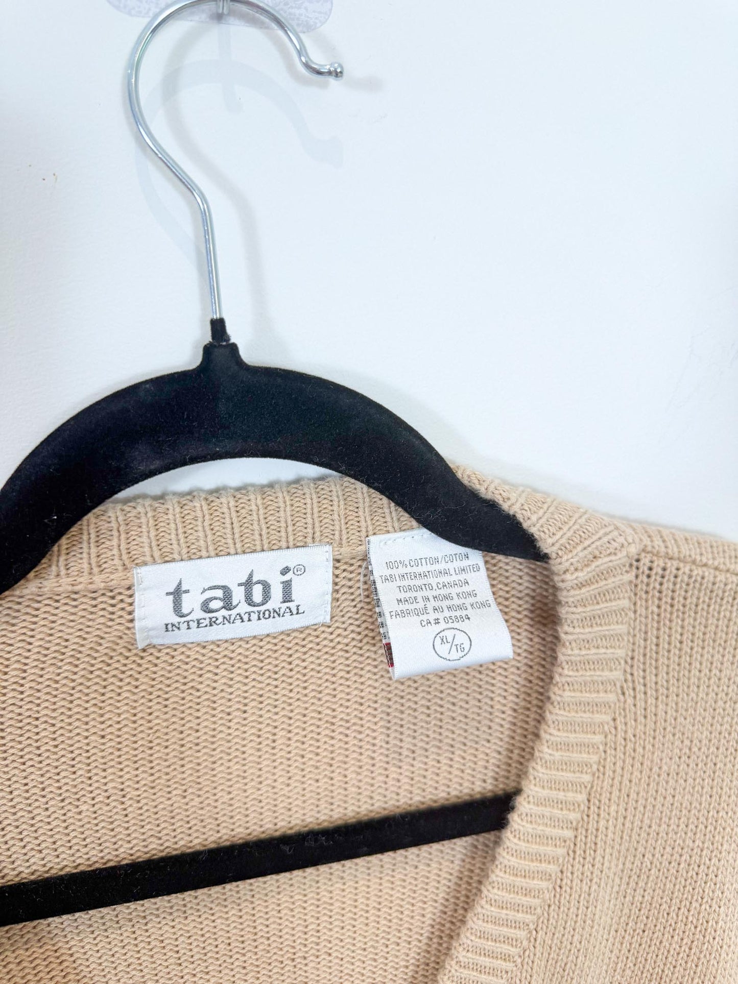 Vintage Cotton Cardigan in Beige (Size XL)