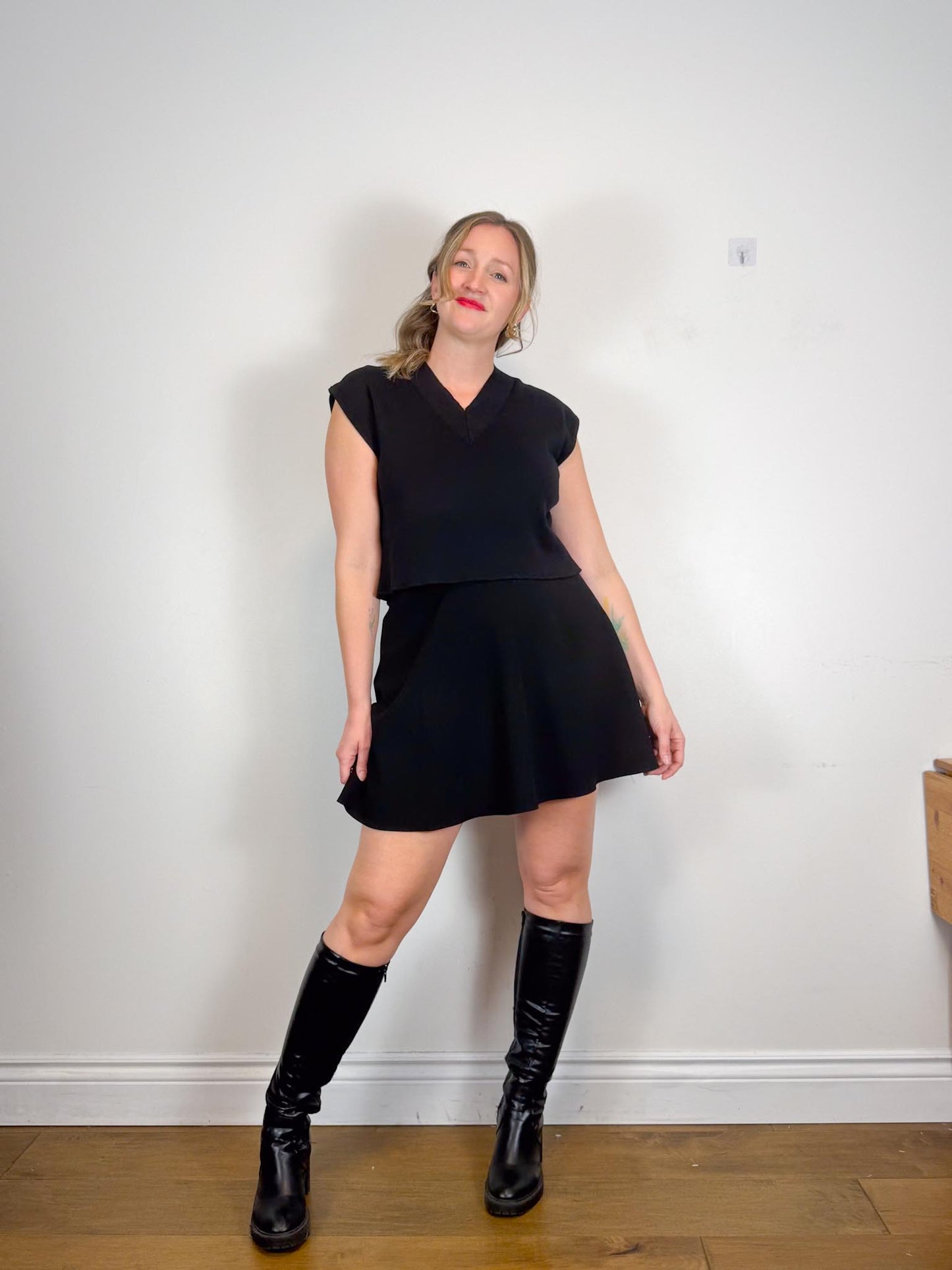 Judith & Charles Mini Skirt in Black (Size 12)