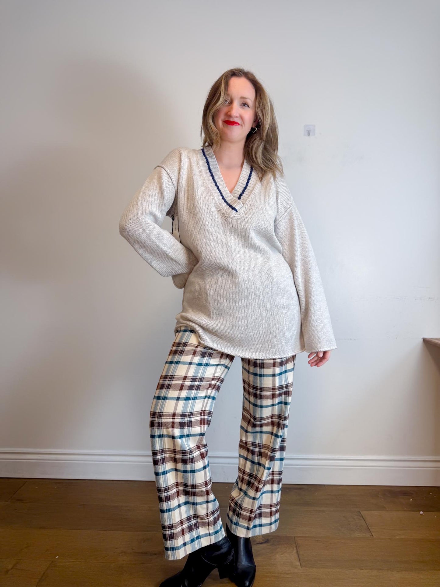 Wilfred  Free Merino Wool "Vanders Sweater Dress in Grey/Blue" NWT SOLD AS IS (Size L)