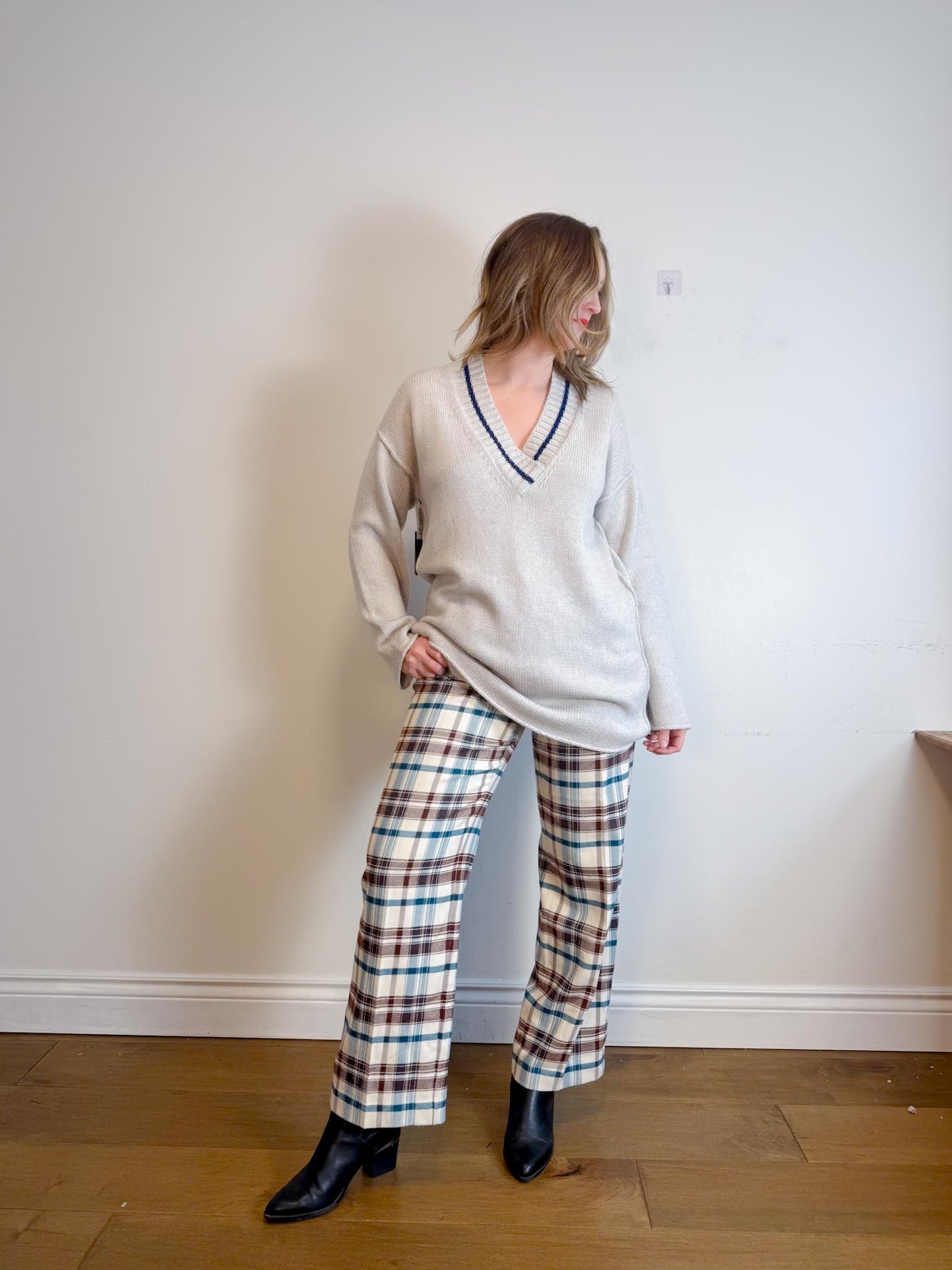 Wilfred  Free Merino Wool "Vanders Sweater Dress in Grey/Blue" NWT SOLD AS IS (Size L)