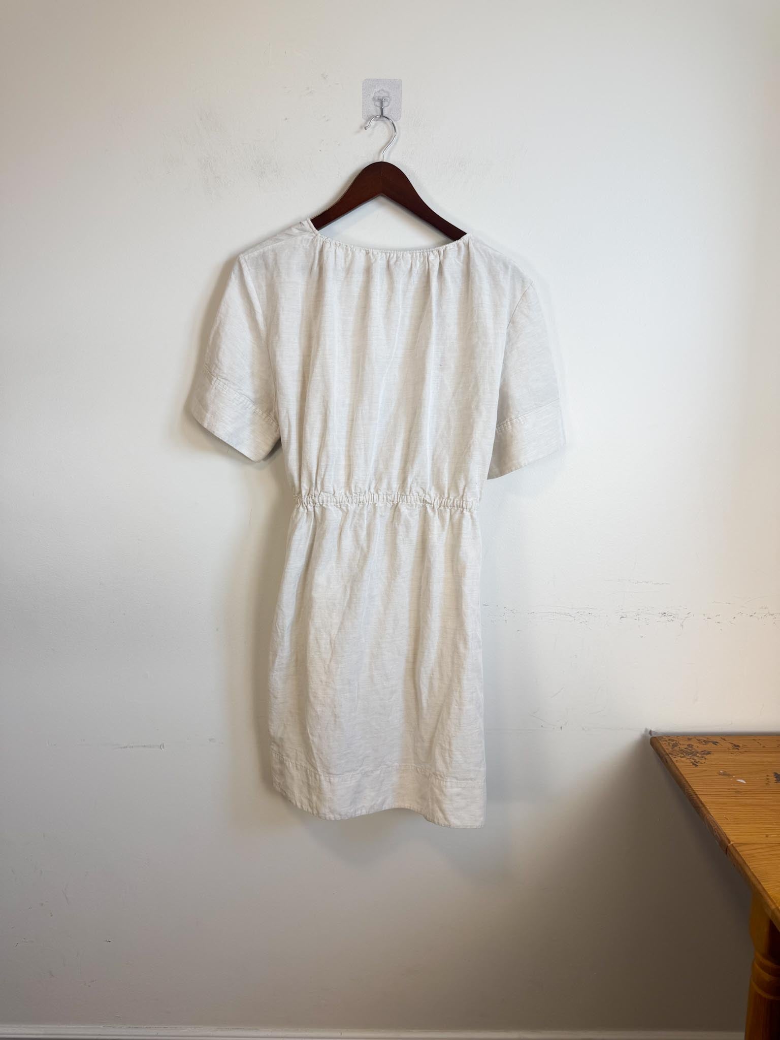 COS "Mini Linen-Blend Wrap Dress in Oatmeal" (Size S-M) Middle Child Vintage Shop COS "Mini Linen-Blend Wrap Dress in Oatmeal" (Size S-M) Middle Child Vintage Shop