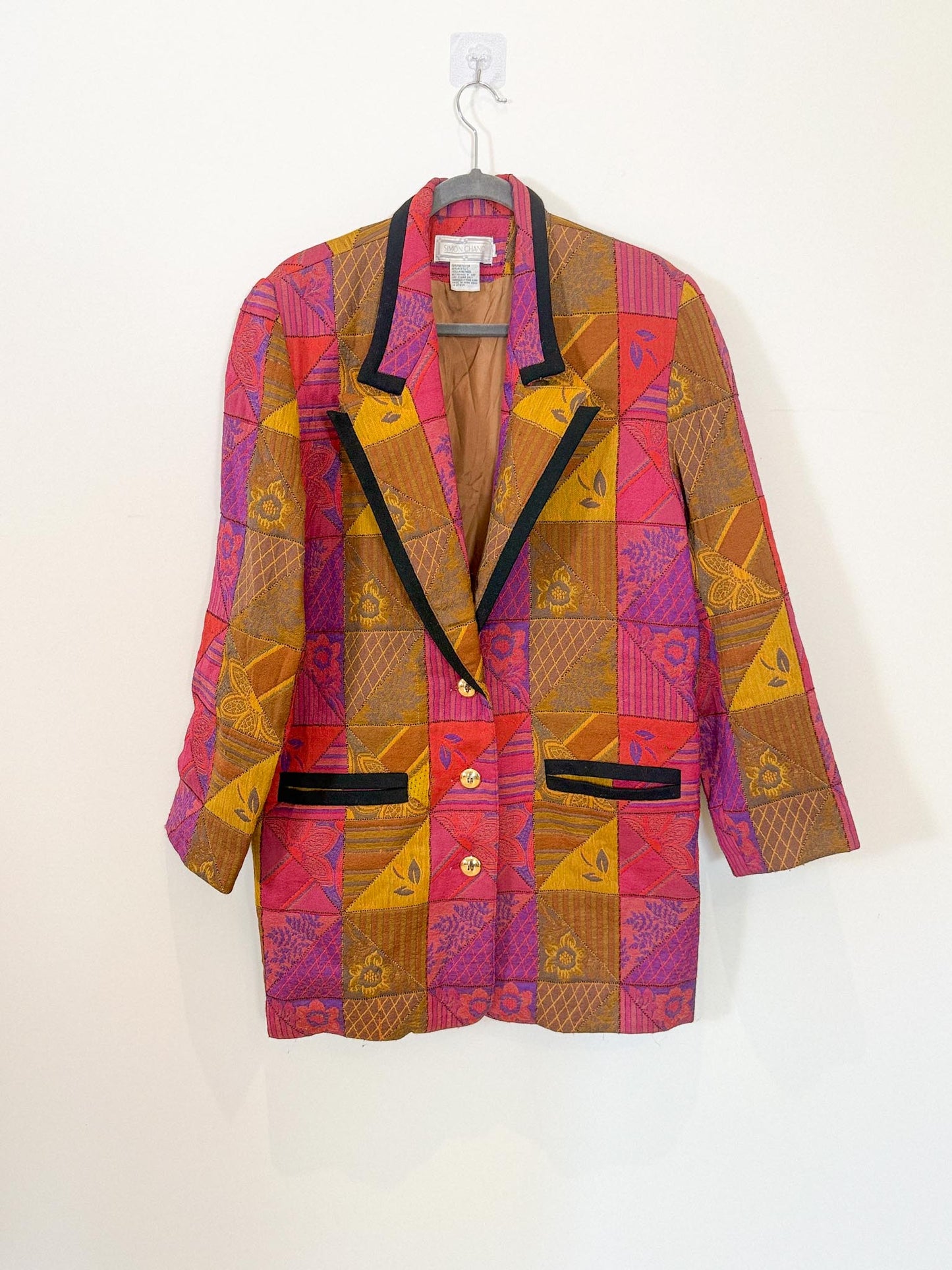 Vintage Quilted Blazer in Multi-Colour (Size XL)