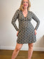 Mango Geometric Print Dress in Black/White (Size L)