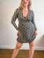 Mango Geometric Print Dress in Black/White (Size L)