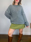 ALLSAINTS "Striped Oversized Casso Sweater in White/Black Stripe" (Size XL)