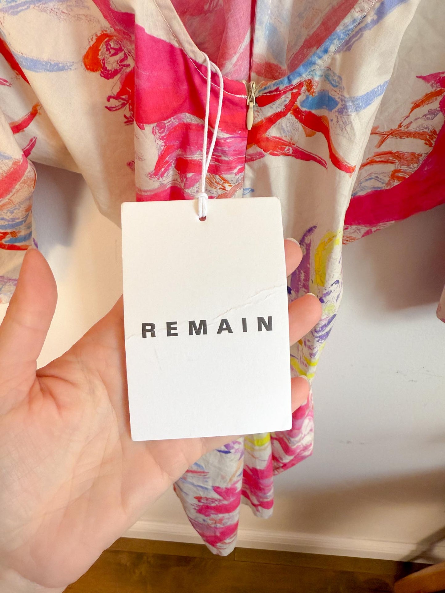 REMAIN Birger Christensen "Amilia Gathered Dress in Pink" NWT (Size 6)