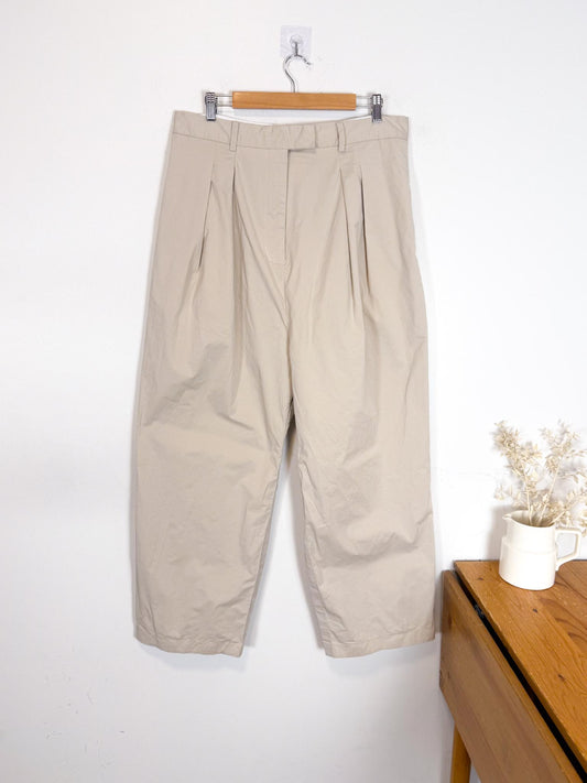 The Frankie Shop Sustainable "Jayden Wide Leg High Rise Pants in Taupe" (Size L/XL)