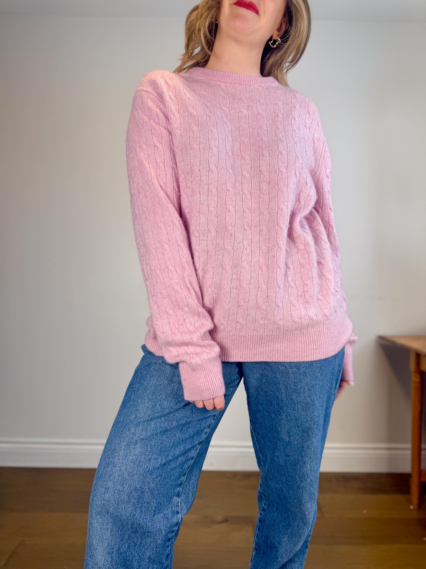 Vineyard Vines Wool & Cashmere Cable Knit Sweater in Pink (Size L/XL)