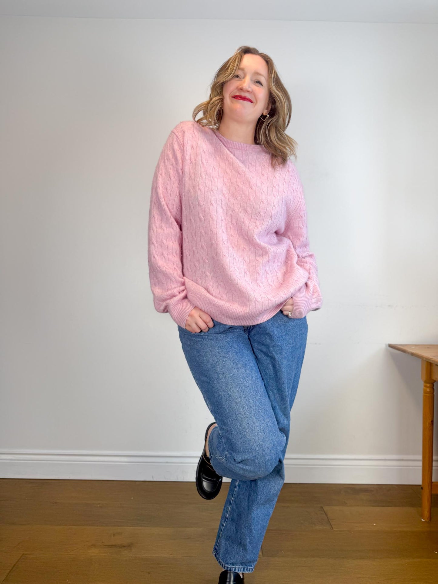 Vineyard Vines Wool & Cashmere Cable Knit Sweater in Pink (Size L/XL)