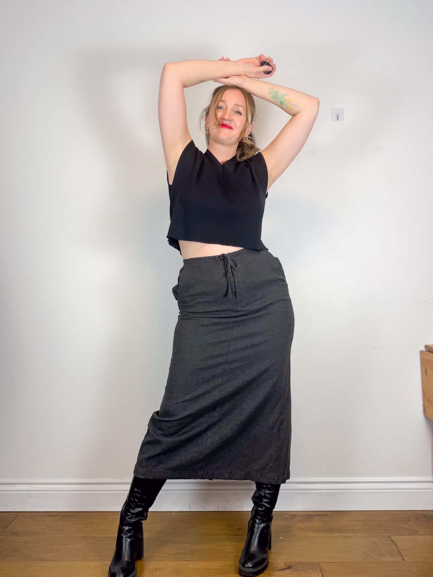 Vintage Gap Maxi Skirt in Dark Grey (Size L)