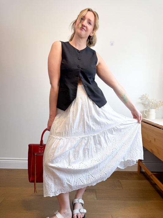 Jones New York White Eyelet Midi Skirt (Size XL)
