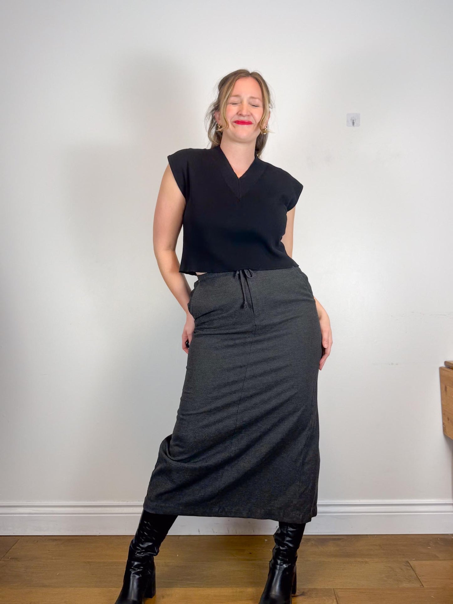 Vintage Gap Maxi Skirt in Dark Grey (Size L)
