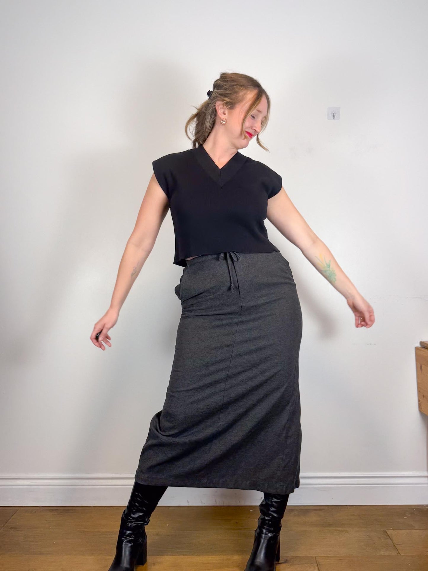 Vintage Gap Maxi Skirt in Dark Grey (Size L)