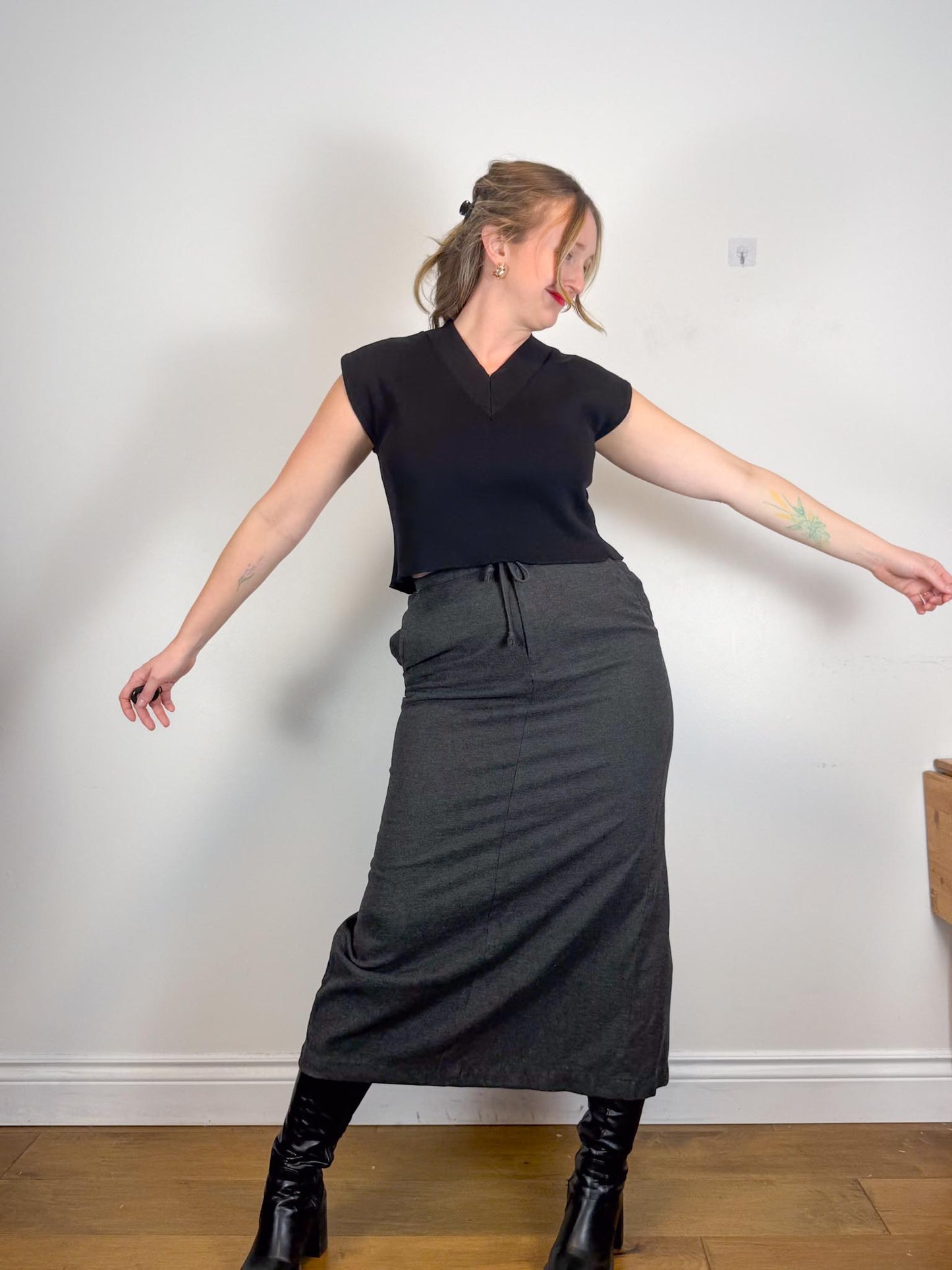 Vintage Gap Maxi Skirt in Dark Grey (Size L)