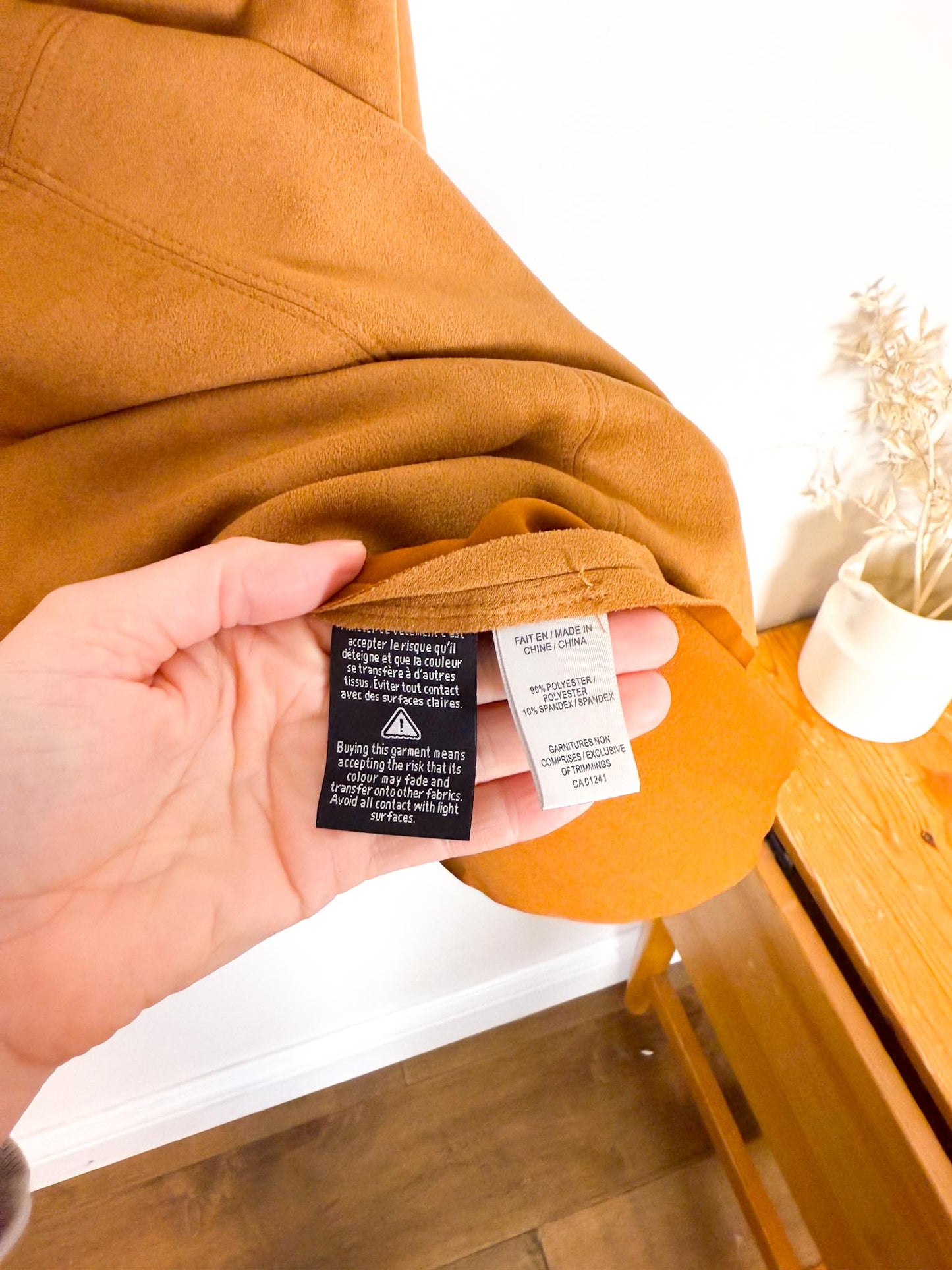 Contemporaine Simons Faux Suede Midi Skirt in Tan (Size M/L)