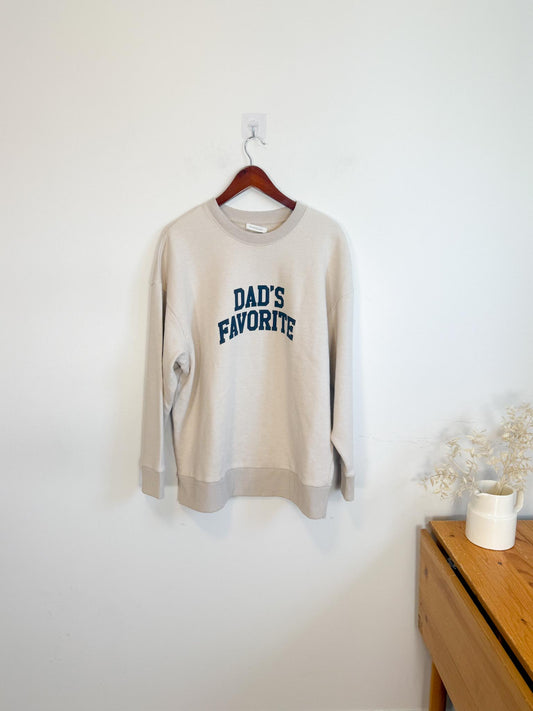 Favourite Daughter "Dad's Favourite Crewneck in Heather Oatmeal" (Size S/M)