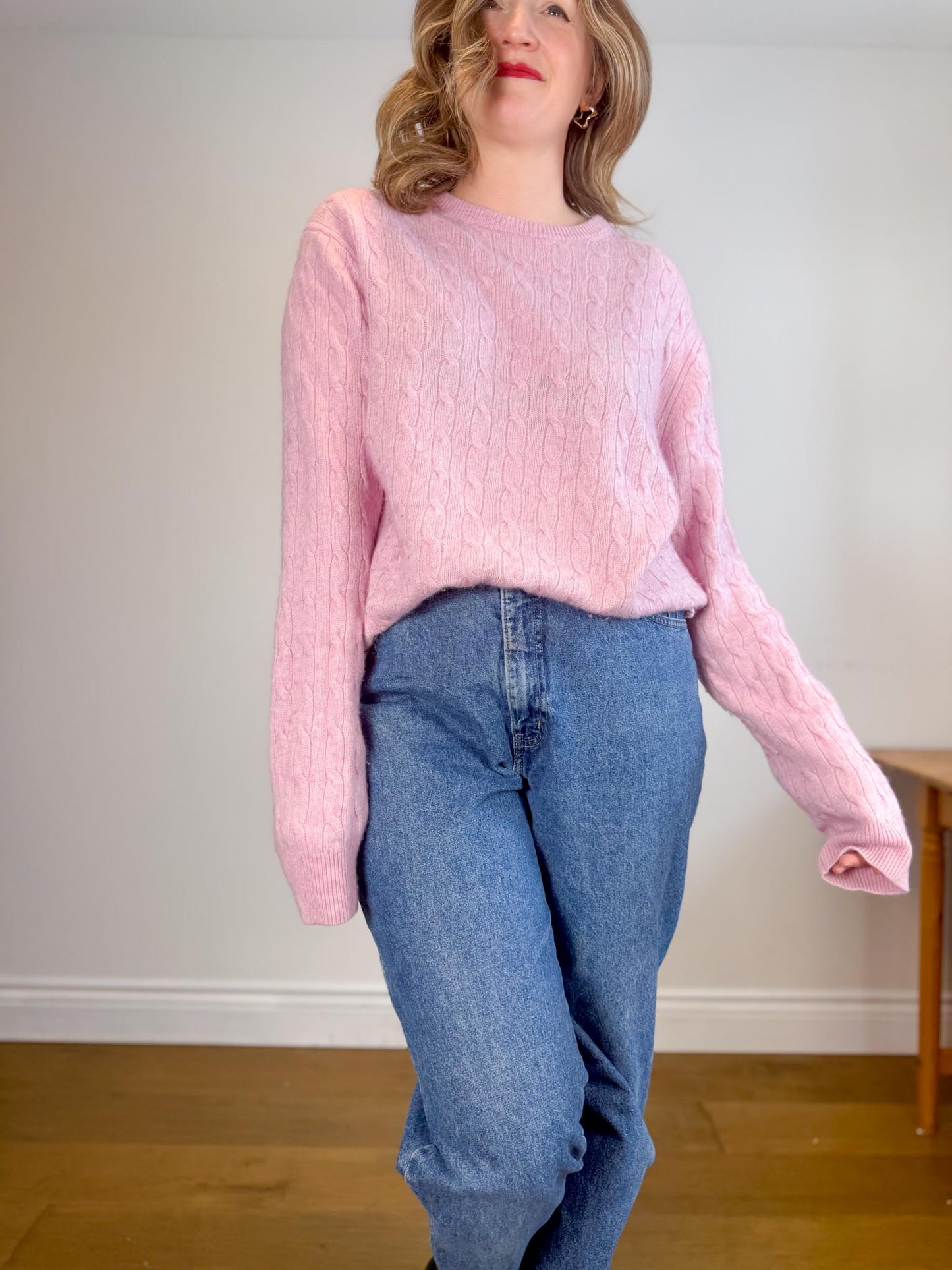 Vineyard Vines Wool & Cashmere Cable Knit Sweater in Pink (Size L/XL)