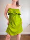 Banana Republic Spaghetti Strap Ruffled Dress in Green (Size L)
