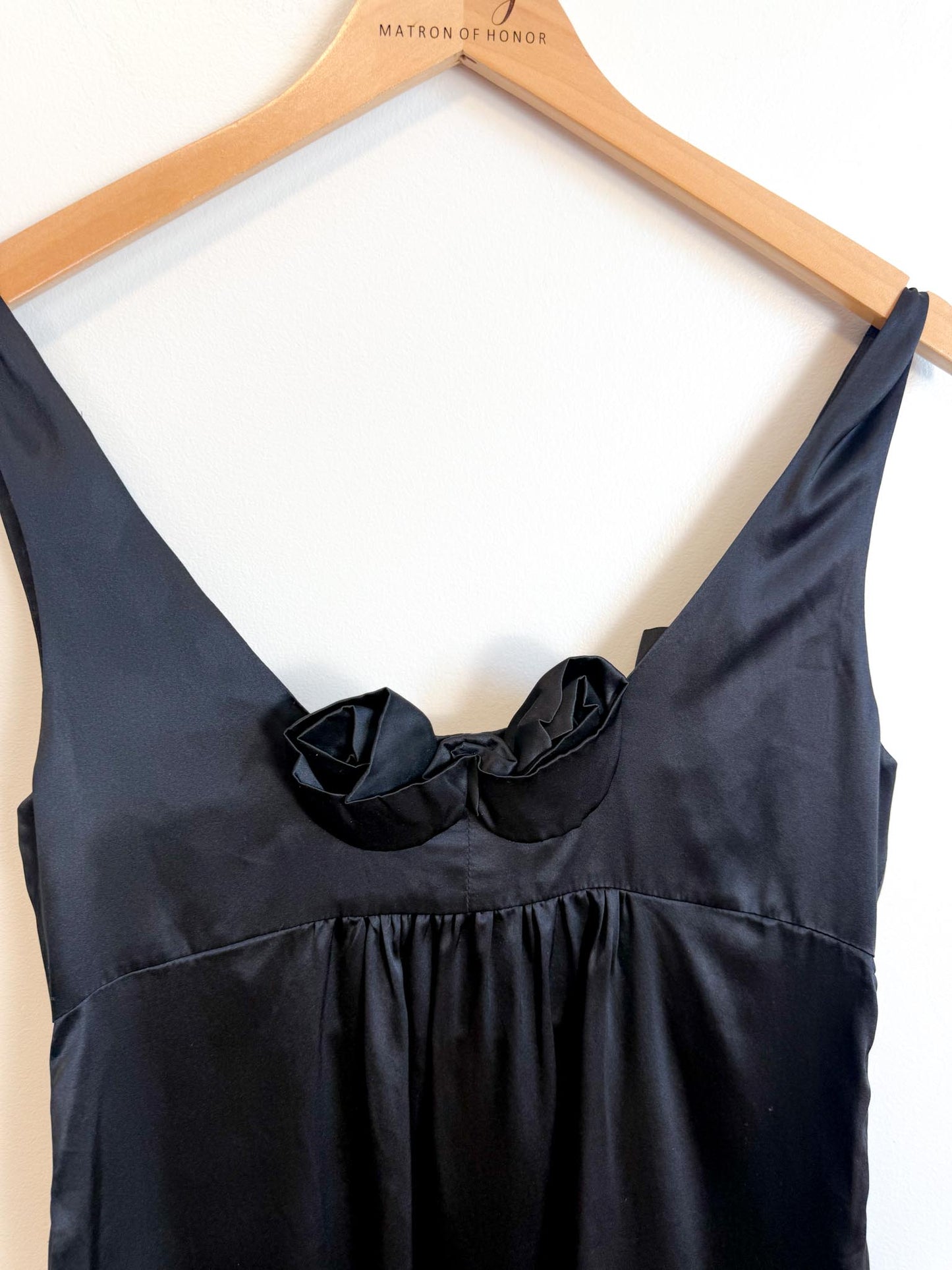Rebecca Taylor Silk Rosebud Long Camisole in Black (Size L)