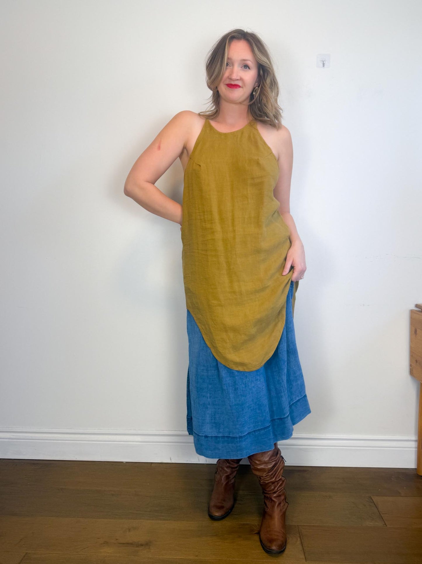 HOI BO Slow Fashion Linen Top in Mustard (Size M)