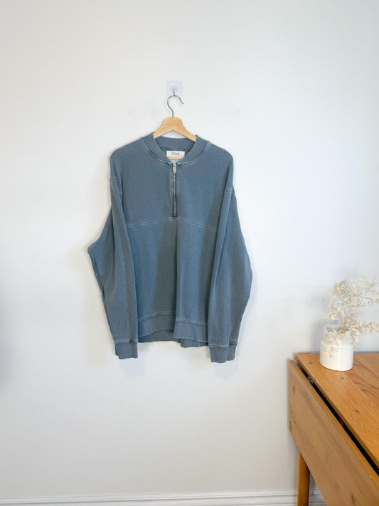 COS Half Zip Crewneck in Dark Grey (Size XL)
