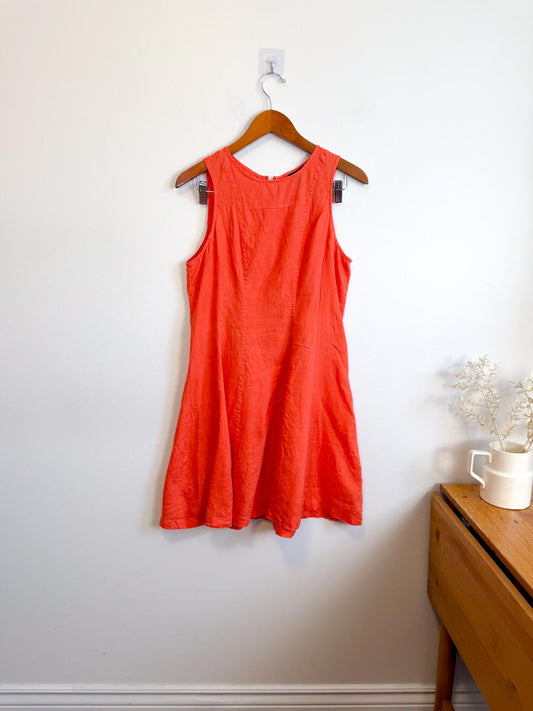 Willi Smith Linen Mini Dress in Orange (Size M)